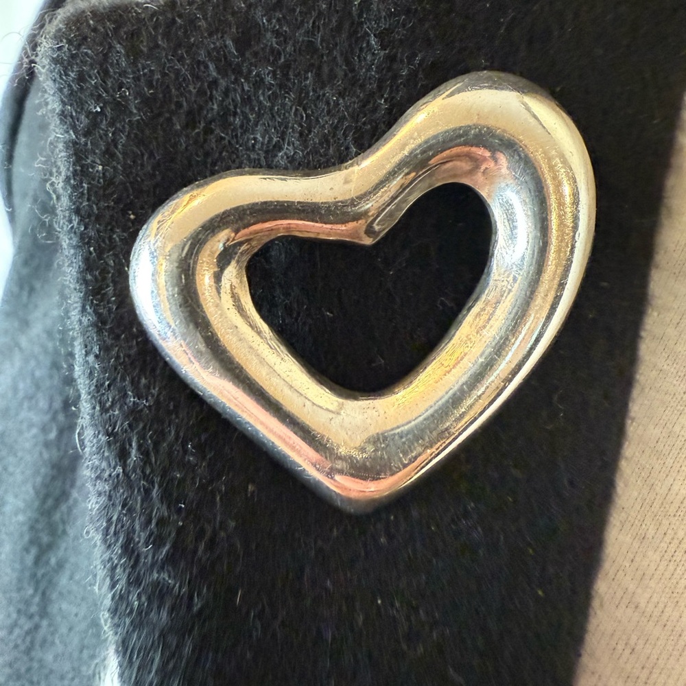 Vintage Solid Sterling Silver Heart Brooch, 925
